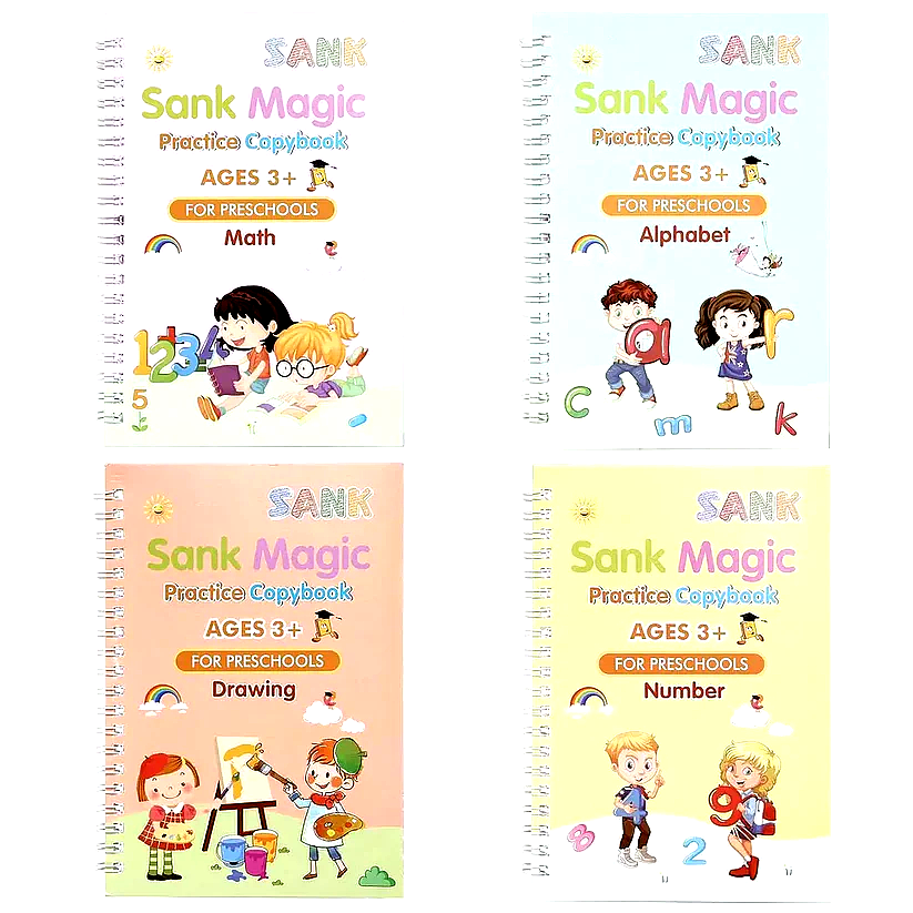 Sank Magic Practice Copybook (4 BOOKS,1 PEN,1 GRIP,10 REFILL) Pack of 1