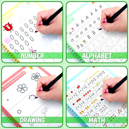 Sank Magic Practice Copybook (4 BOOKS,1 PEN,1 GRIP,10 REFILL) Pack of 1
